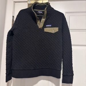 Patagonia cotton Quilted Pullover with Olive Trim